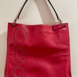 LUIS ESTEVE Red Leather Shoulder Bag Purse With Handle Made in Spain